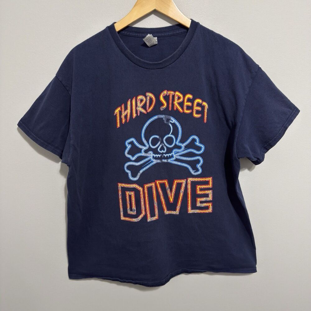 Vintage Dive Bar Graphic T-Shirt Navy Blue  XL Louisville KY Skull Grunge
